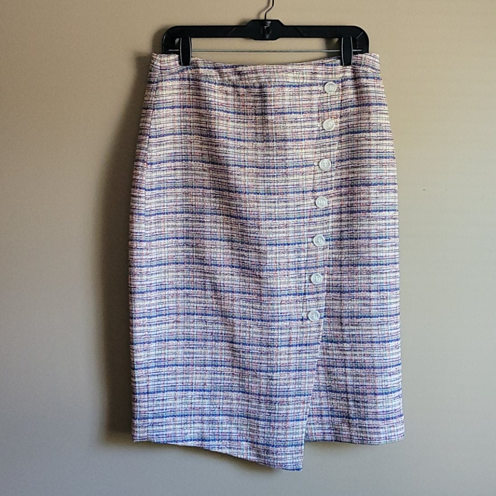 Halogen Tweed midi skirt